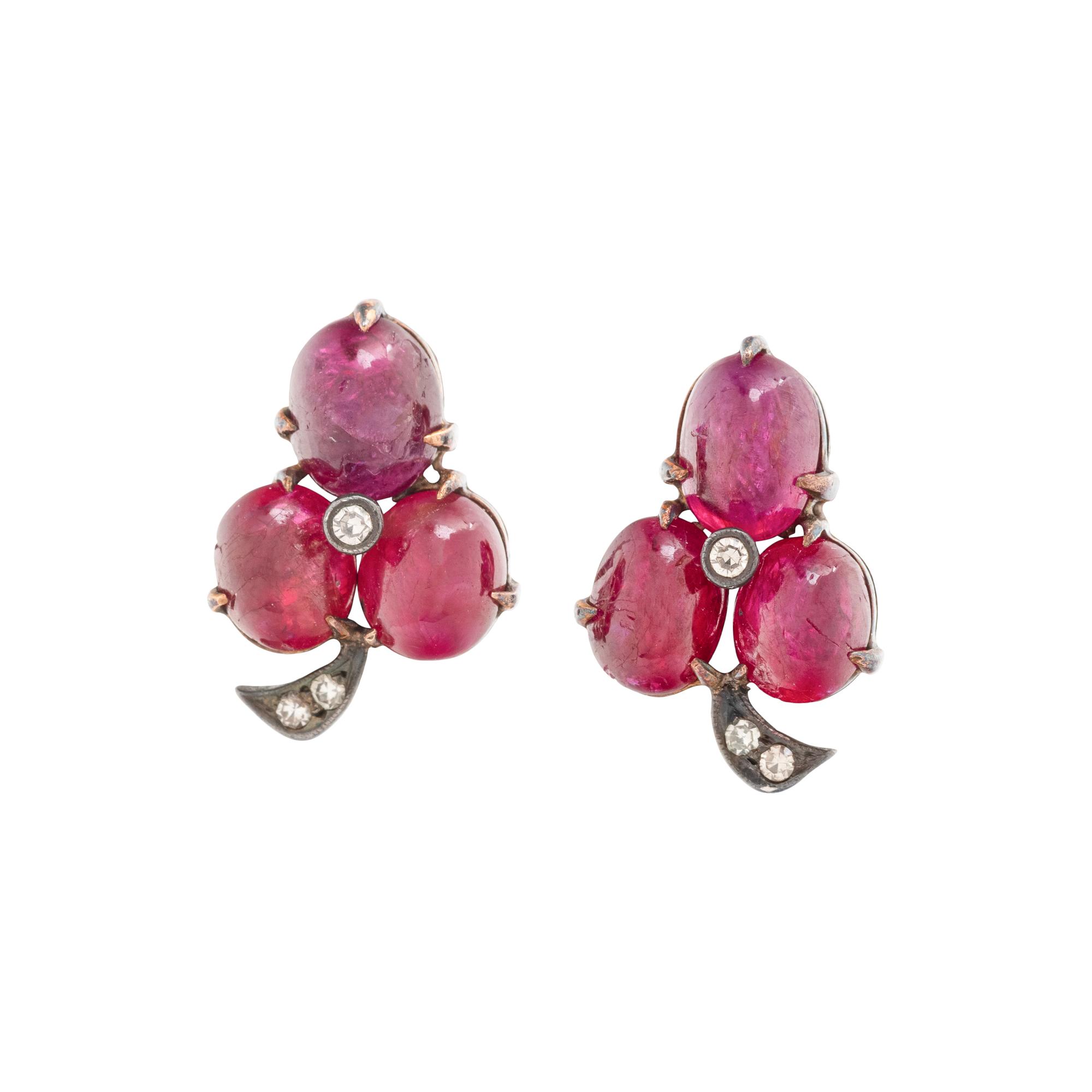 RUBY AND DIAMOND EARCLIPS