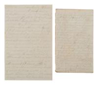 [CIVIL WAR]. Pair of letters from Alfred E. Waldo, 35th Massachusetts Infantry, DOW, detailing the Battle of Fredericksburg and aftermath.