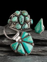 Navajo and Kewa Necklace, Ring, and Cuff Bracelet