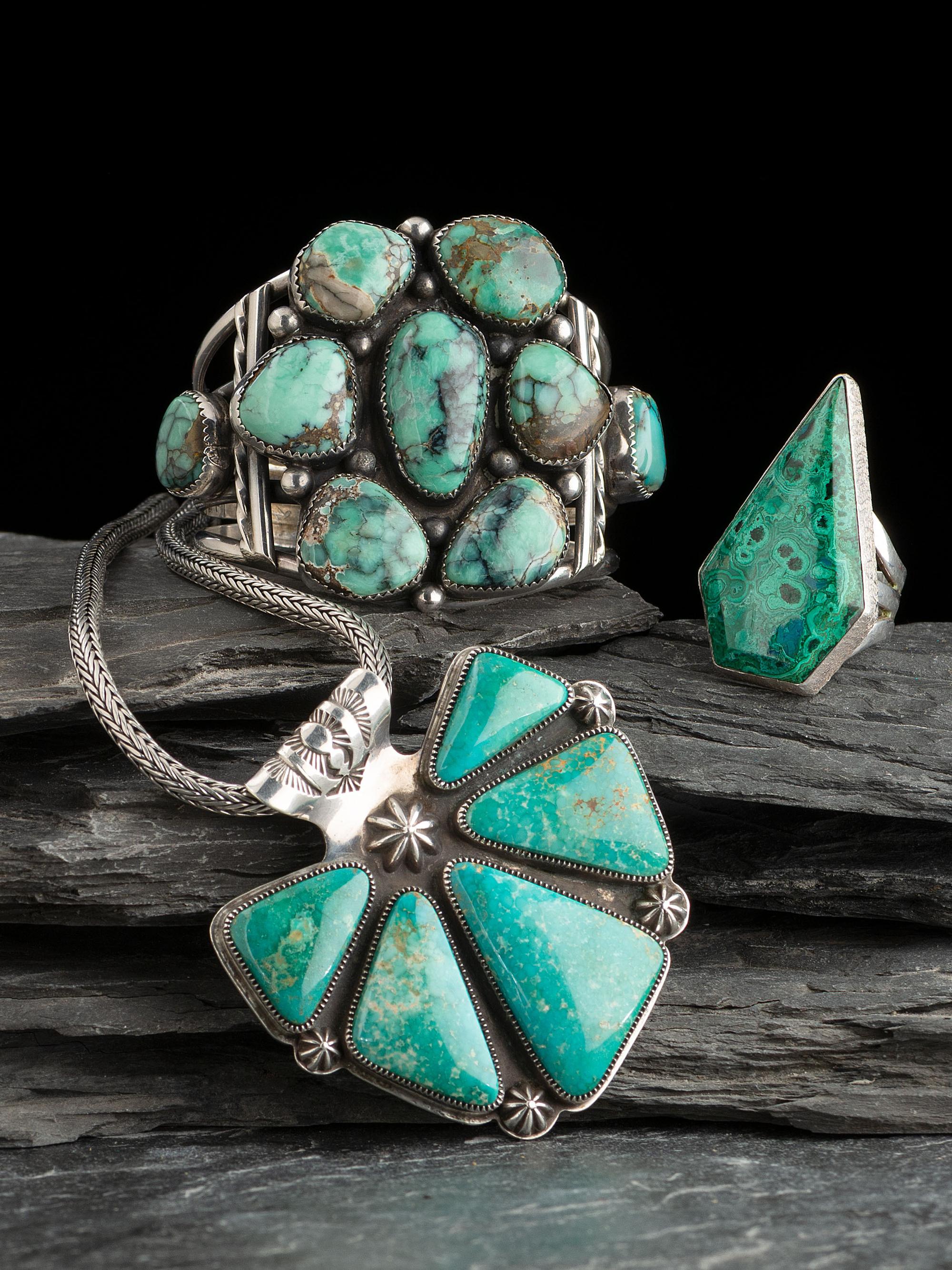 Navajo and Kewa Necklace, Ring, and Cuff Bracelet