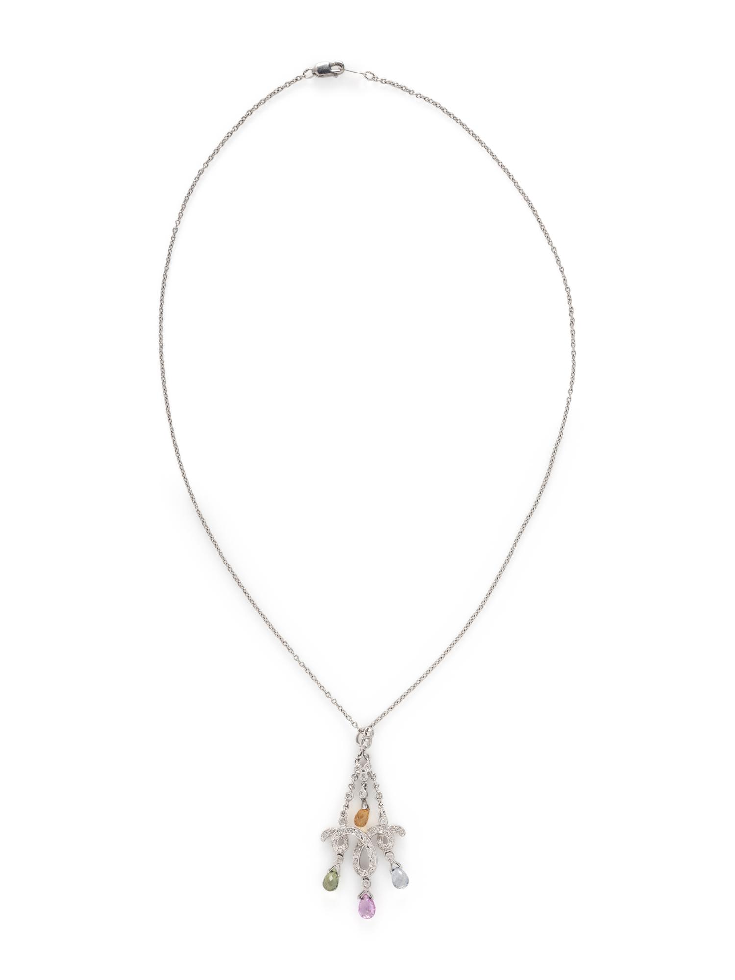 WHITE GOLD, DIAMOND, AND MULTICOLOR SAPPHIRE NECKLACE