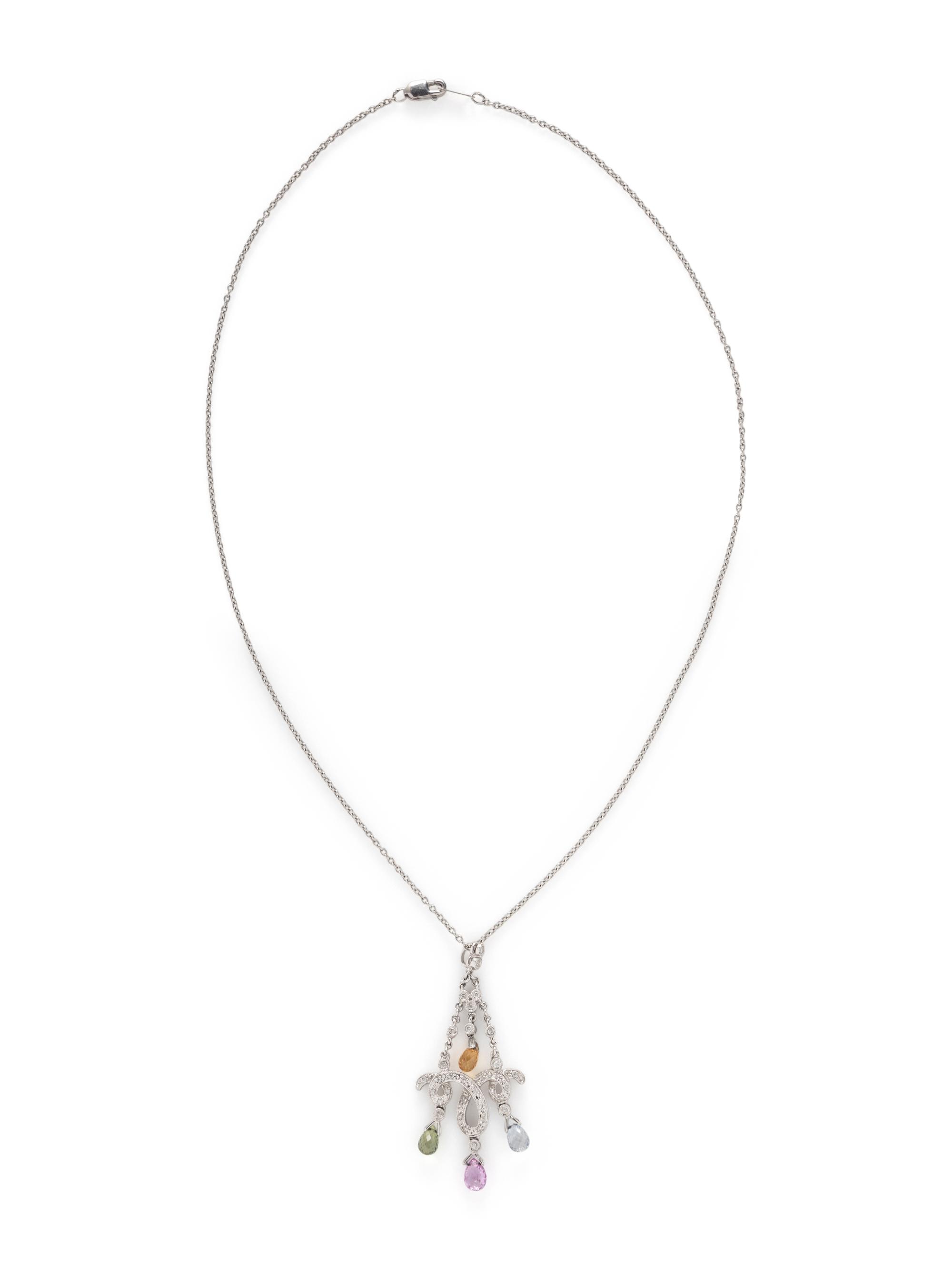 WHITE GOLD, DIAMOND, AND MULTICOLOR SAPPHIRE NECKLACE