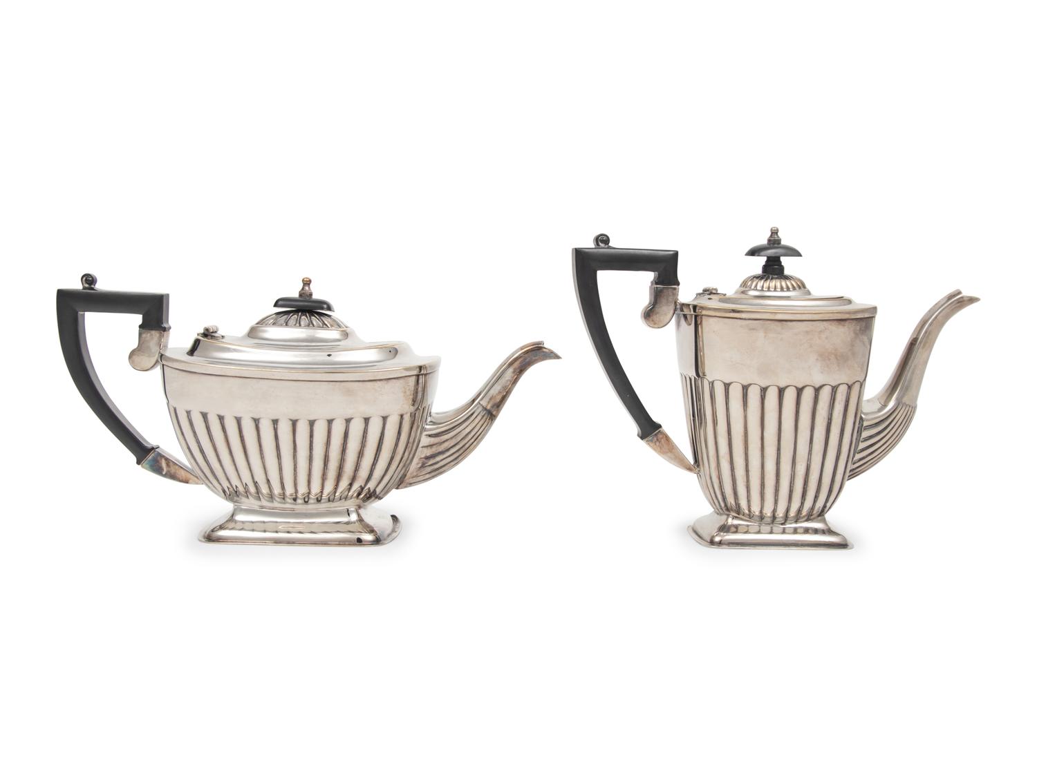 An English Silver-Plate Coffee Pot and Teapot