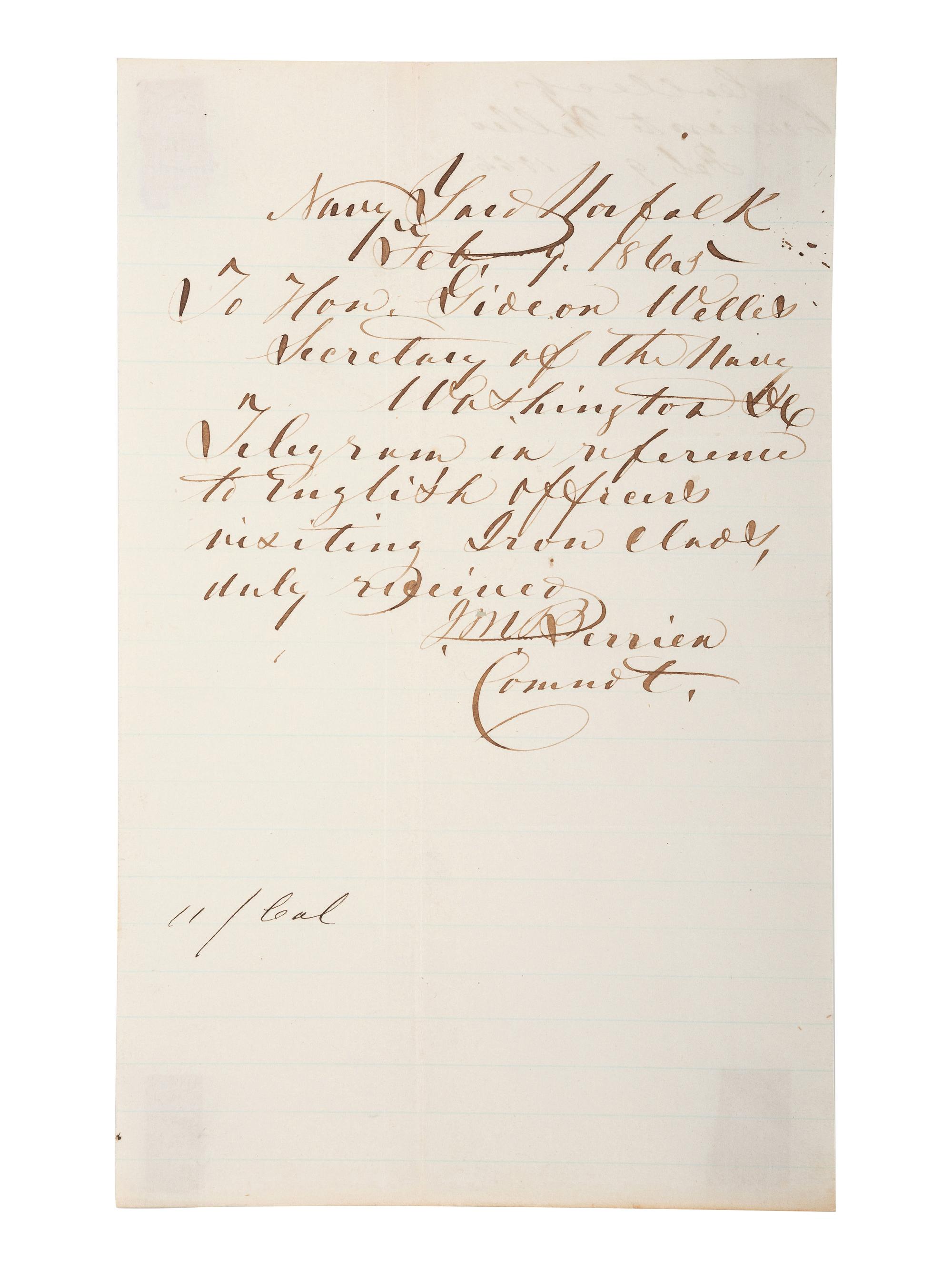 [CIVIL WAR - NAVY] -- [LINCOLNIANA]. A group of 6 documents relating to Lincoln naval visits, comprising: