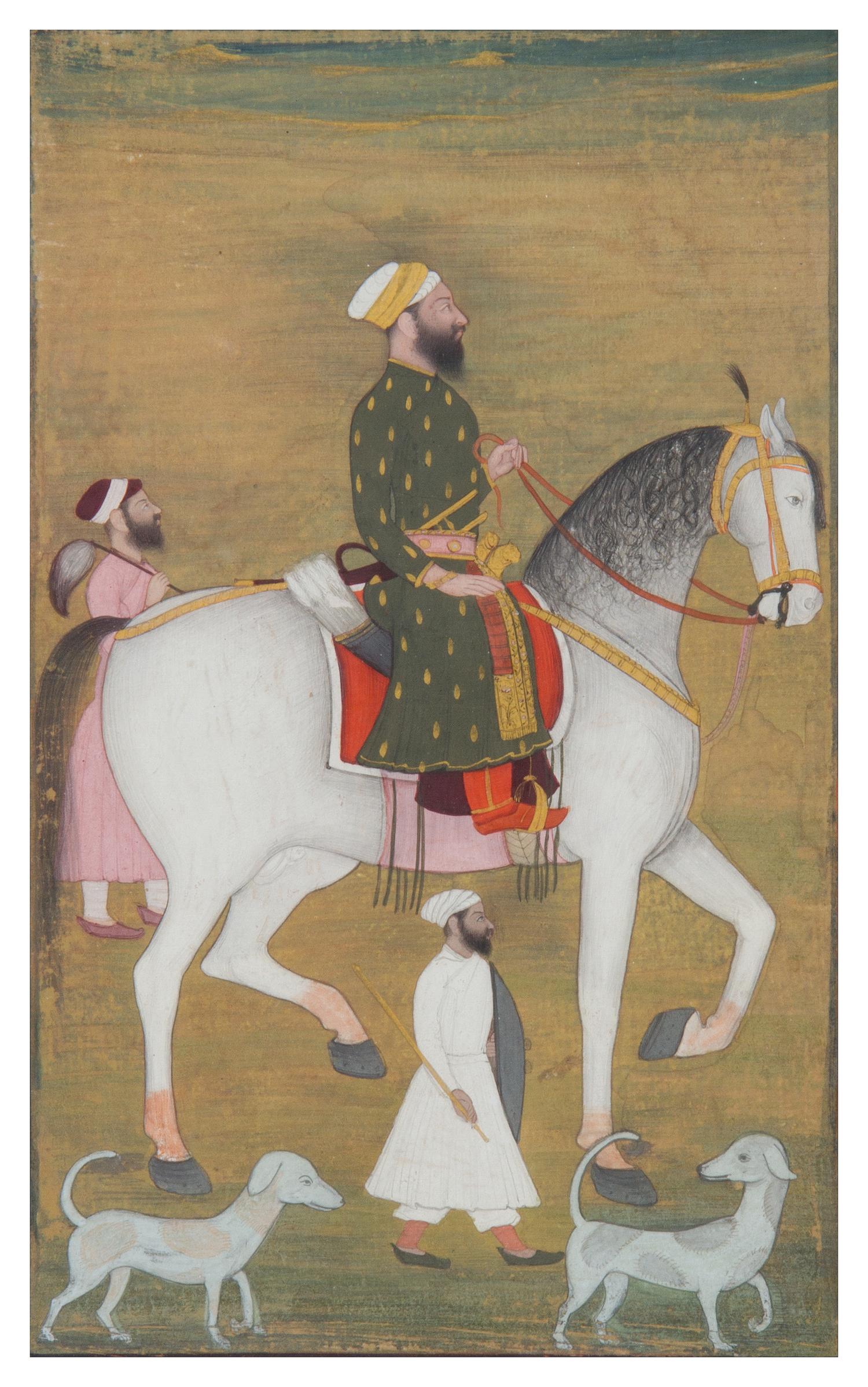 An Indian Gouache Painting Height overall 16 3/4 x width 12 1/2 inches.