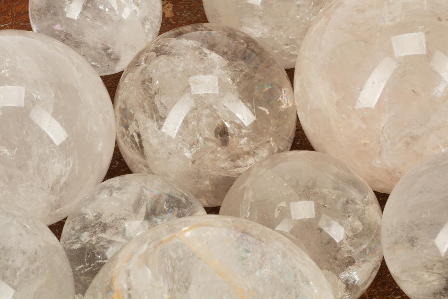 A Continental Carved Wood Dough Bowl and a Collection of Rock Crystal Ornaments
