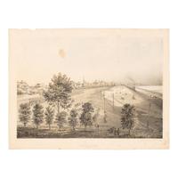 [Chicago Fire]. A group of 10 prints and 2 paintings, showing views of Chicago before and after the Great Fire, including: