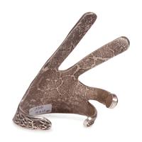 Tufa Cast Silver Hand-Shaped Cuff Bracelet, with Serpentine Cabochon