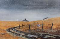 Joseph Orr, (American, b. 1949), Farm Landscape in the Rain and Hay Wagon
