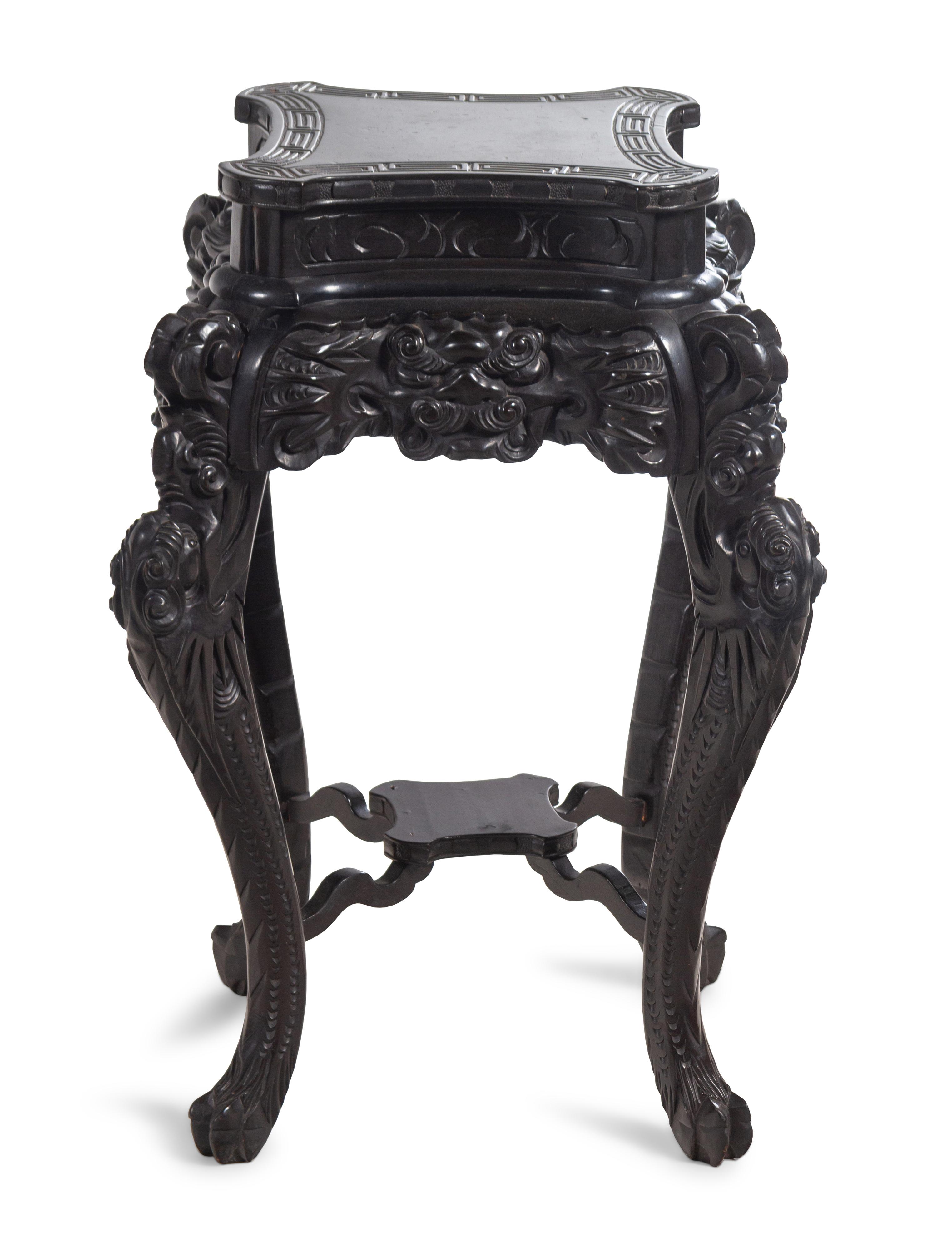 A Japanese Carved Hardwood Table