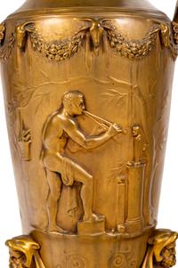 A Pair of French Gilt Bronze Tripod Vases