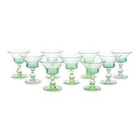 A Set of Nine Steuben Threaded Sherbet Glasses or Champagne Coupes