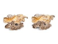A Pair of William IV Parcel-Gilt Silver Shell-Form Salt Cellars