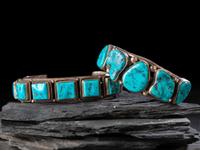 Navajo Silver and Turquoise Cuff Bracelets