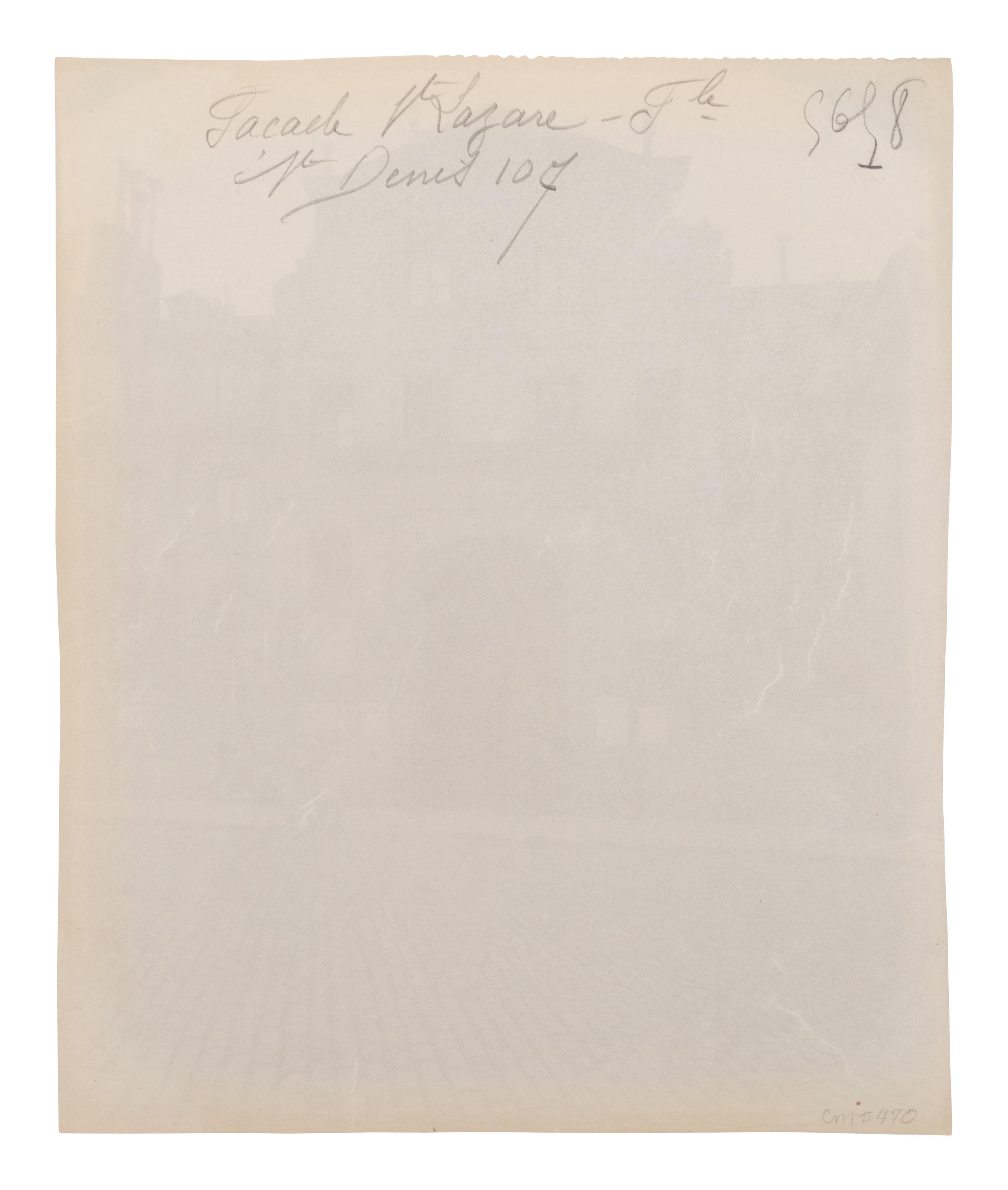 A group of five photographs ( Auberge du Compas d'Or, rue Montorgueil; Façade Saint-Lazare, faubourg Saint-Denis 107; Folie Thoinard, 9 rue Coq-Héron; Hôtel d'Imbercourt, 15 rue de l'Universite; Hôtel de Vendôme, rue Béranger 3 )
