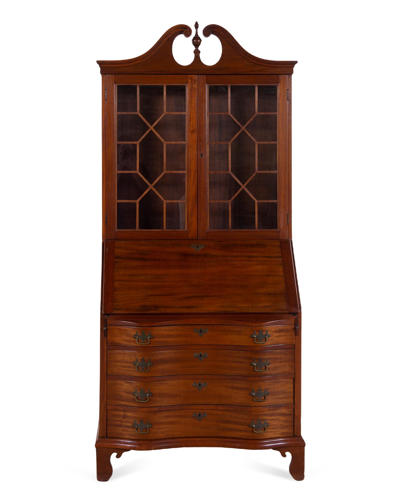 A Chippendale Style Mahogany Secretary Bookcase