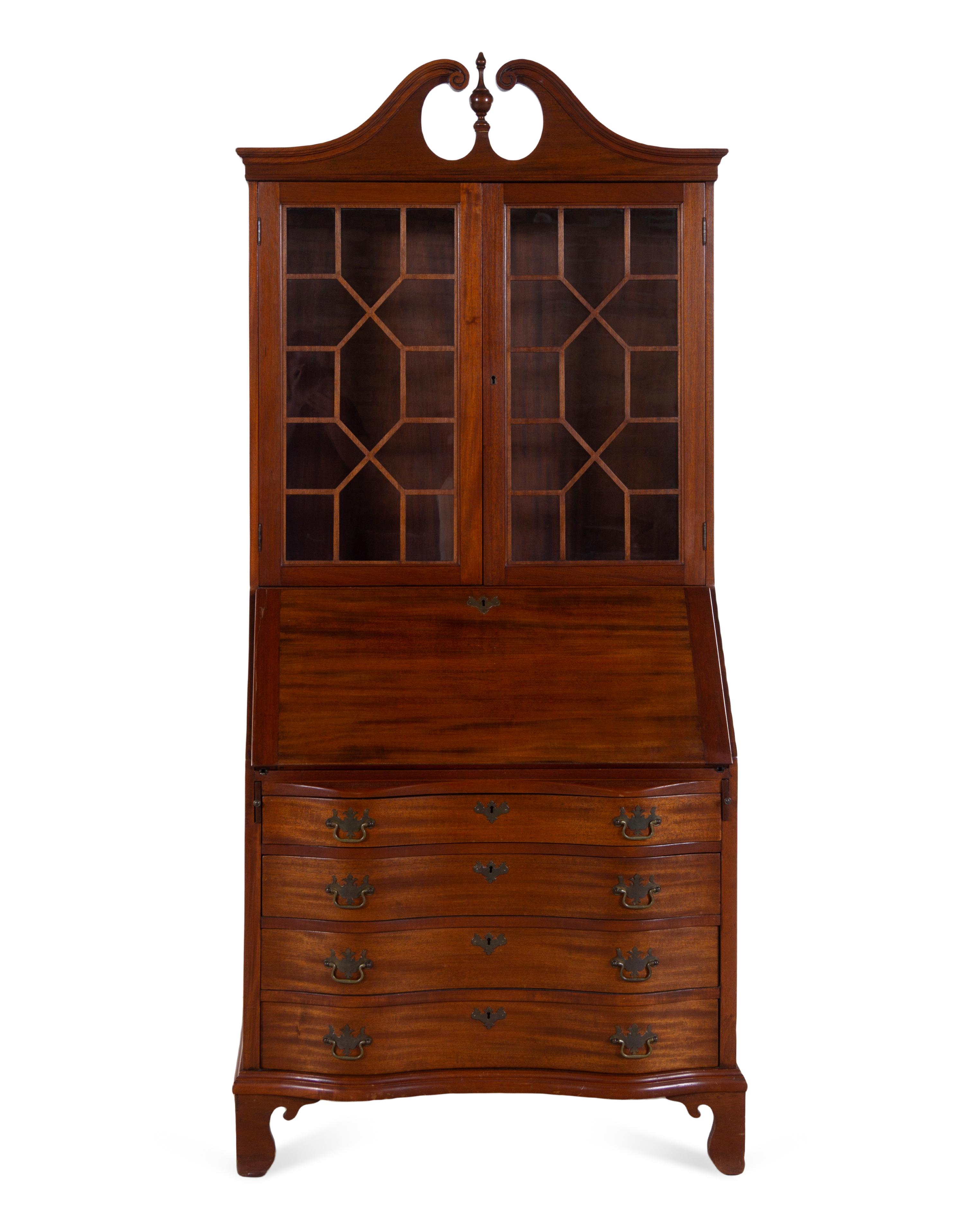 A Chippendale Style Mahogany Secretary Bookcase