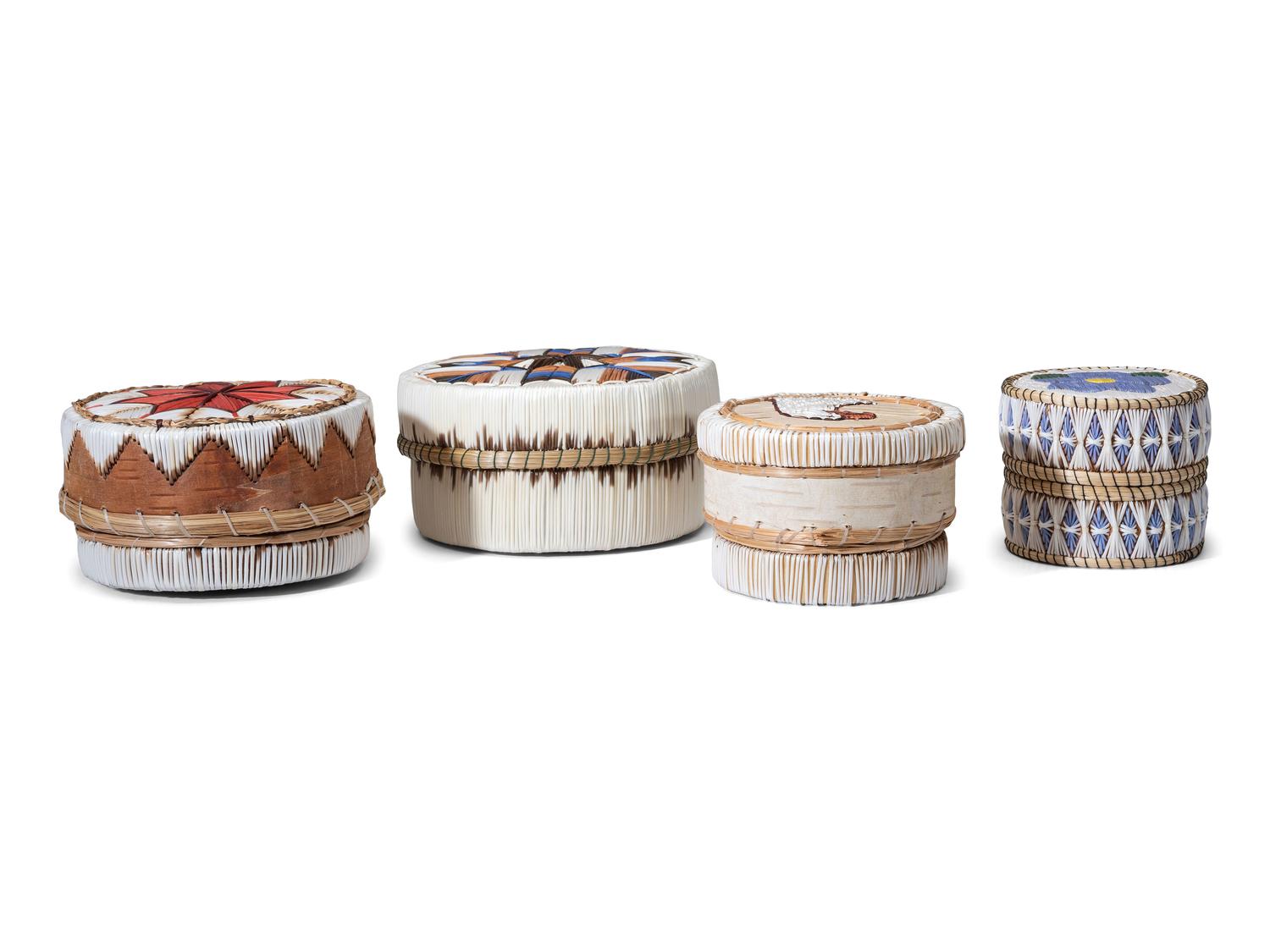 Ojibwe Quilled Birchbark Boxes