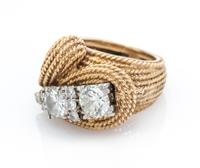 A Yellow Gold, Platinum and Diamond Ring, 8.20 dwts.