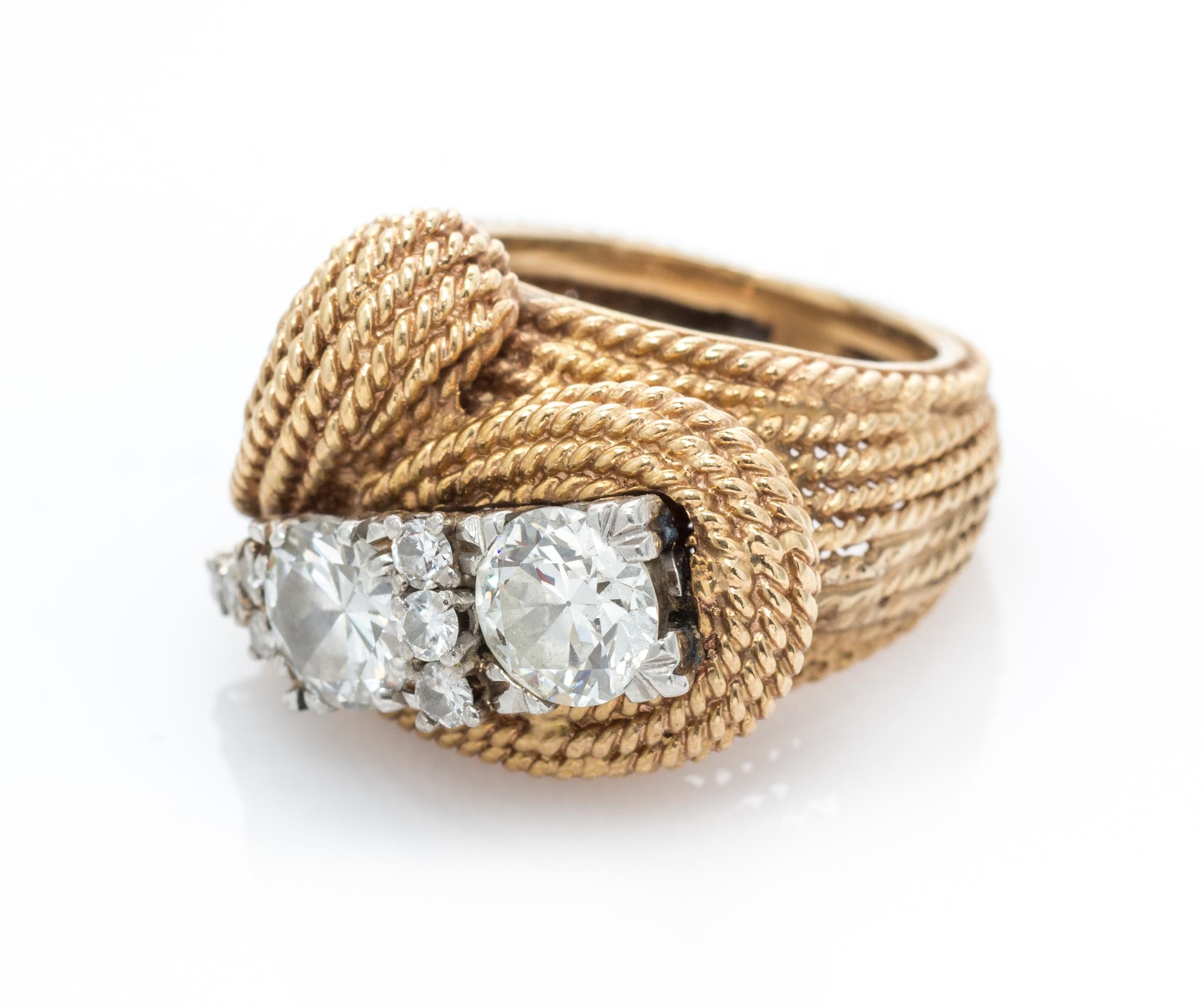 A Yellow Gold, Platinum and Diamond Ring, 8.20 dwts.