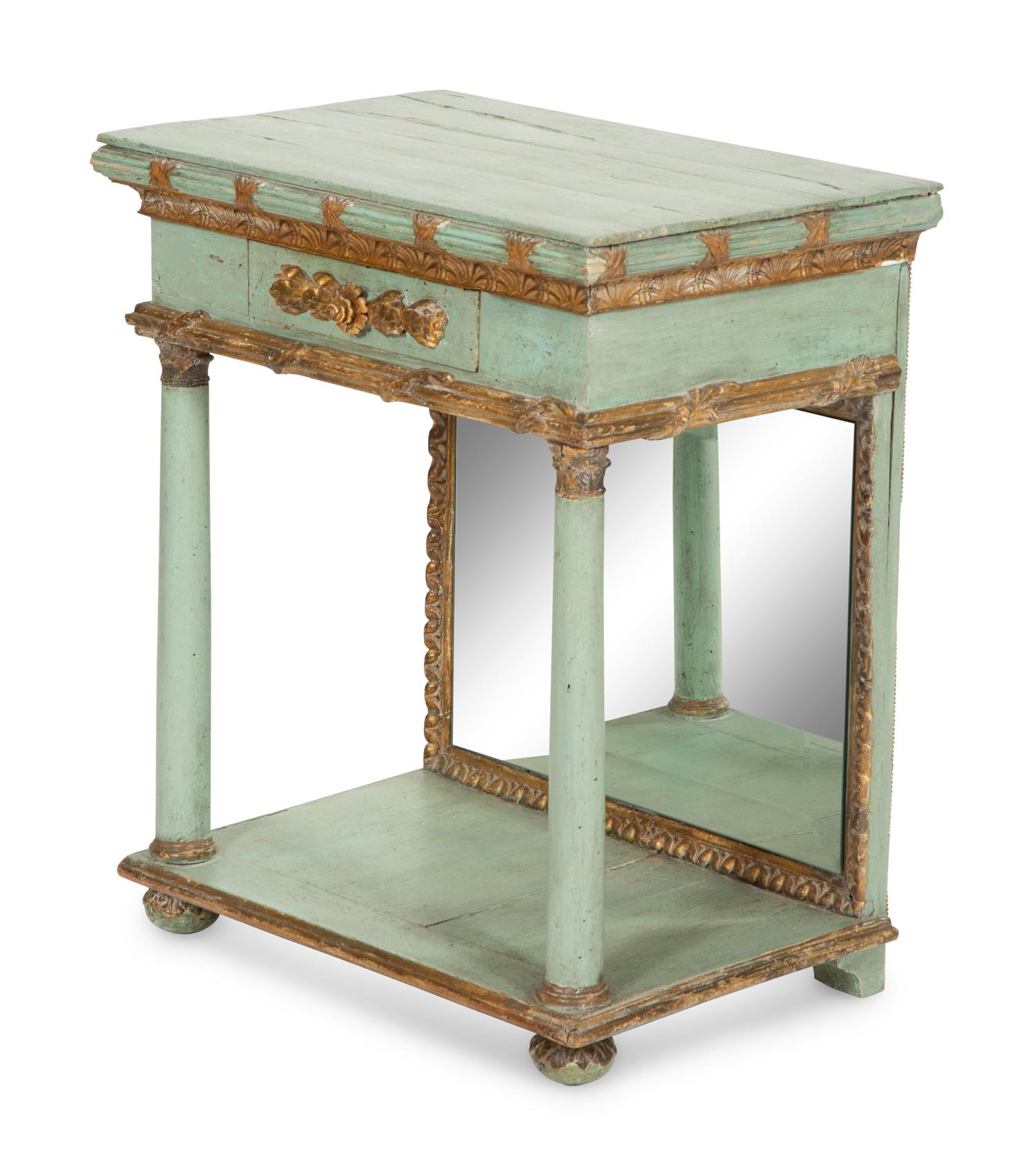 A Swedish Painted and Parcel Gilt Side Table