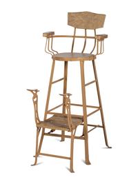 A Pair of Painted Metal Shoe Shine Stands