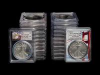 A Collection of Nineteen PCGS Garded PR70 DCAM Silver Eagle $1 Proof and Reverse Proof Coins