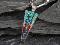 Sterling Silver Micro Mosaic Figural Pendant, with Micro Mosaic Chain
