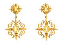 A Pair of 18 Karat Yellow Gold and Yellow Sapphire Pendant Earrings, Paul Morelli, 9.50 dwts.