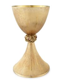 An Andrew Grima Designed 18-Karat Yellow Gold and Cabochon Ruby Inset Presentation Chalice