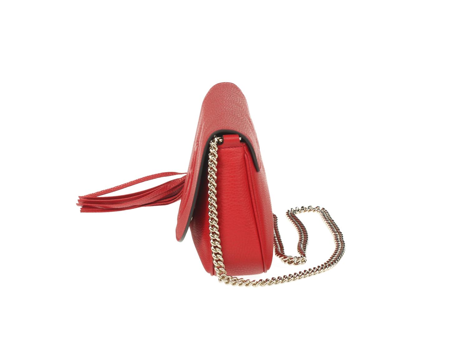 Gucci Red Leather Logo Clutch