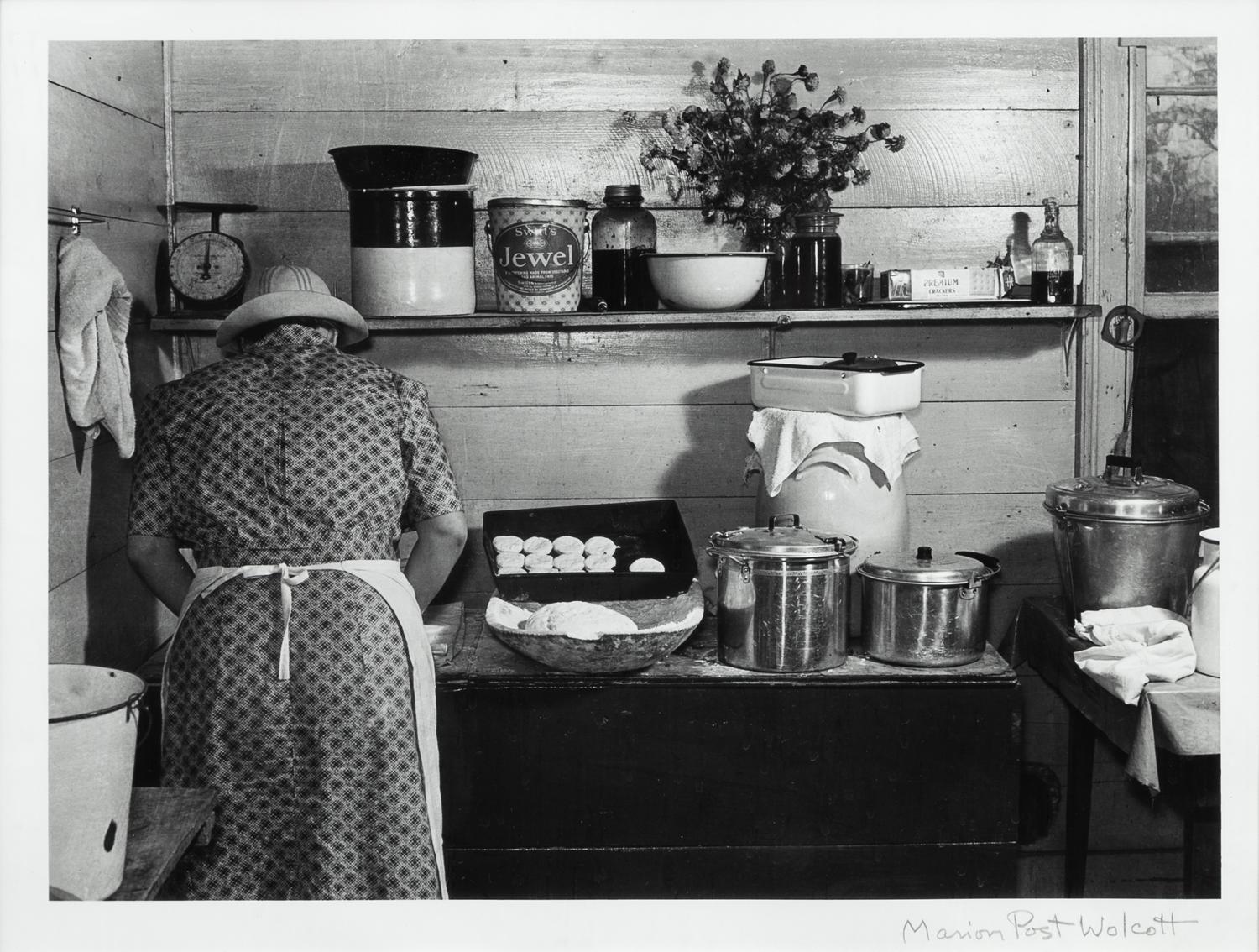 Marion Post Wolcott, (American, 1910-1990), A member of the Wilkins family making biscuits on corn-husking day, Tallyho, North Carolina