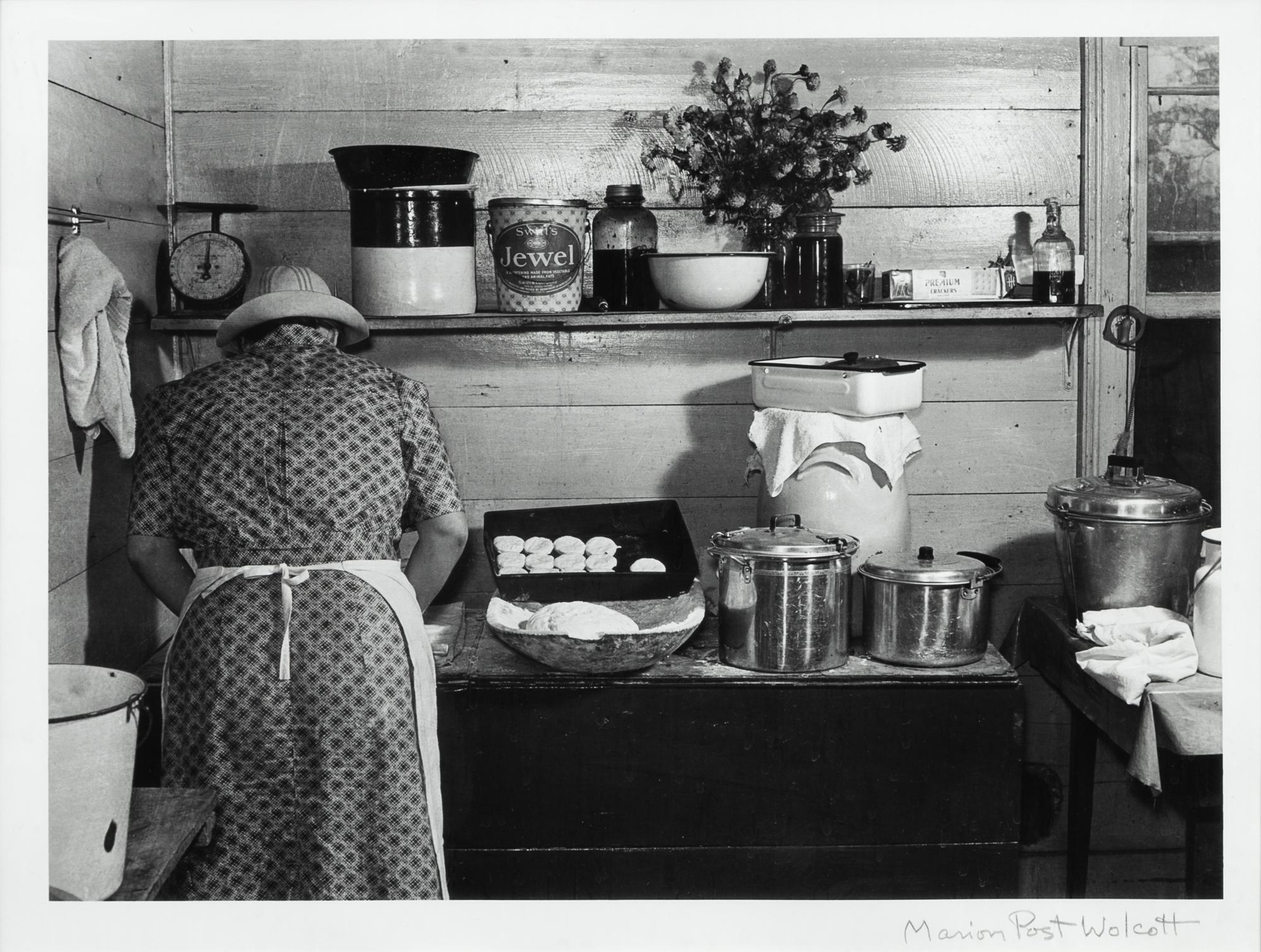 Marion Post Wolcott, (American, 1910-1990), A member of the Wilkins family making biscuits on corn-husking day, Tallyho, North Carolina