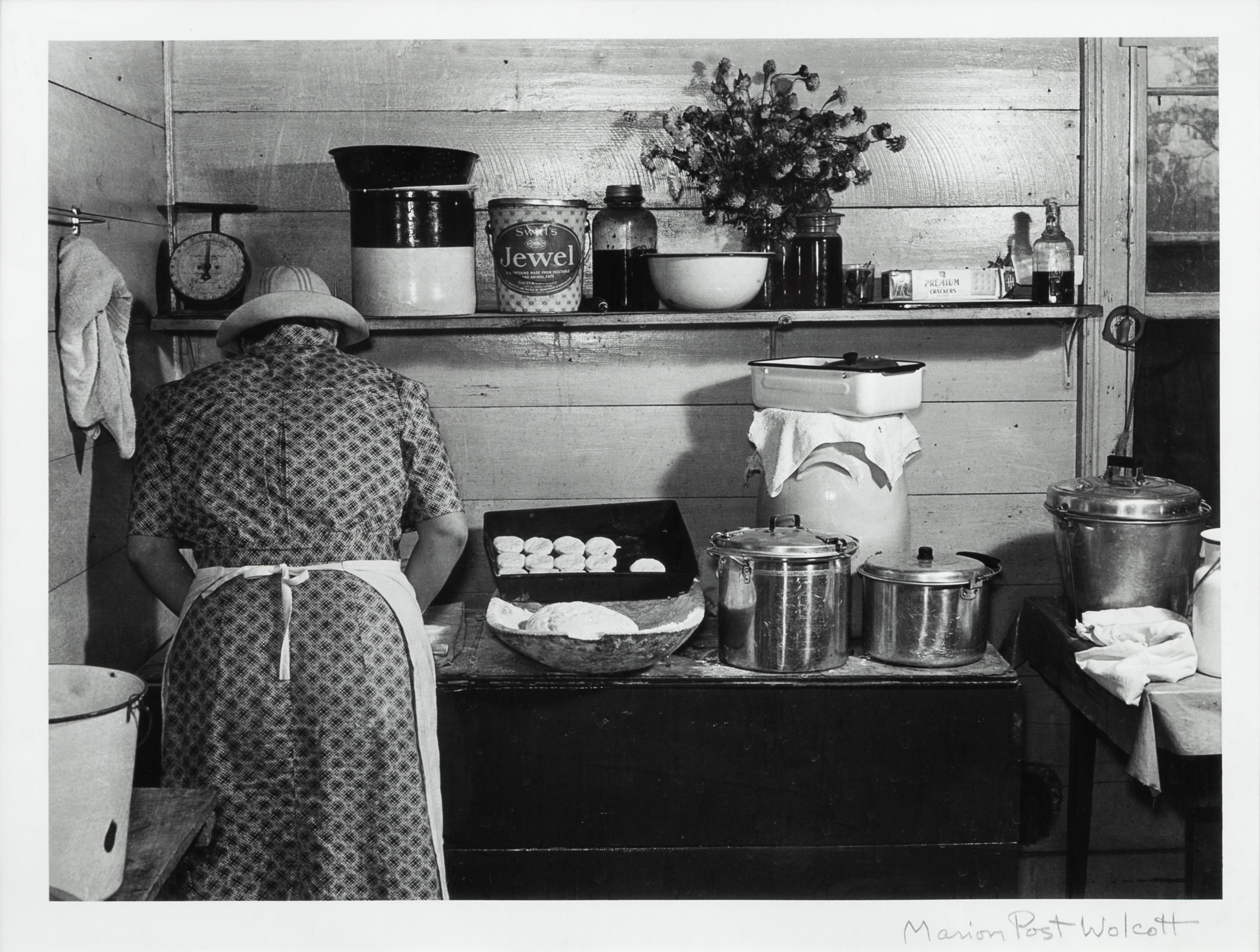 Marion Post Wolcott, (American, 1910-1990), A member of the Wilkins family making biscuits on corn-husking day, Tallyho, North Carolina