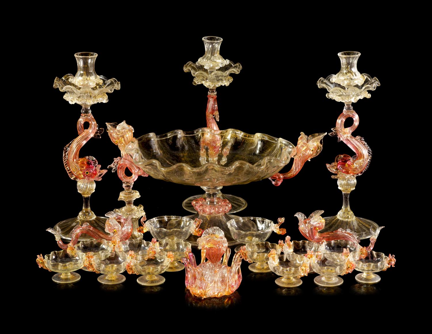 A Venetian Glass Table Service