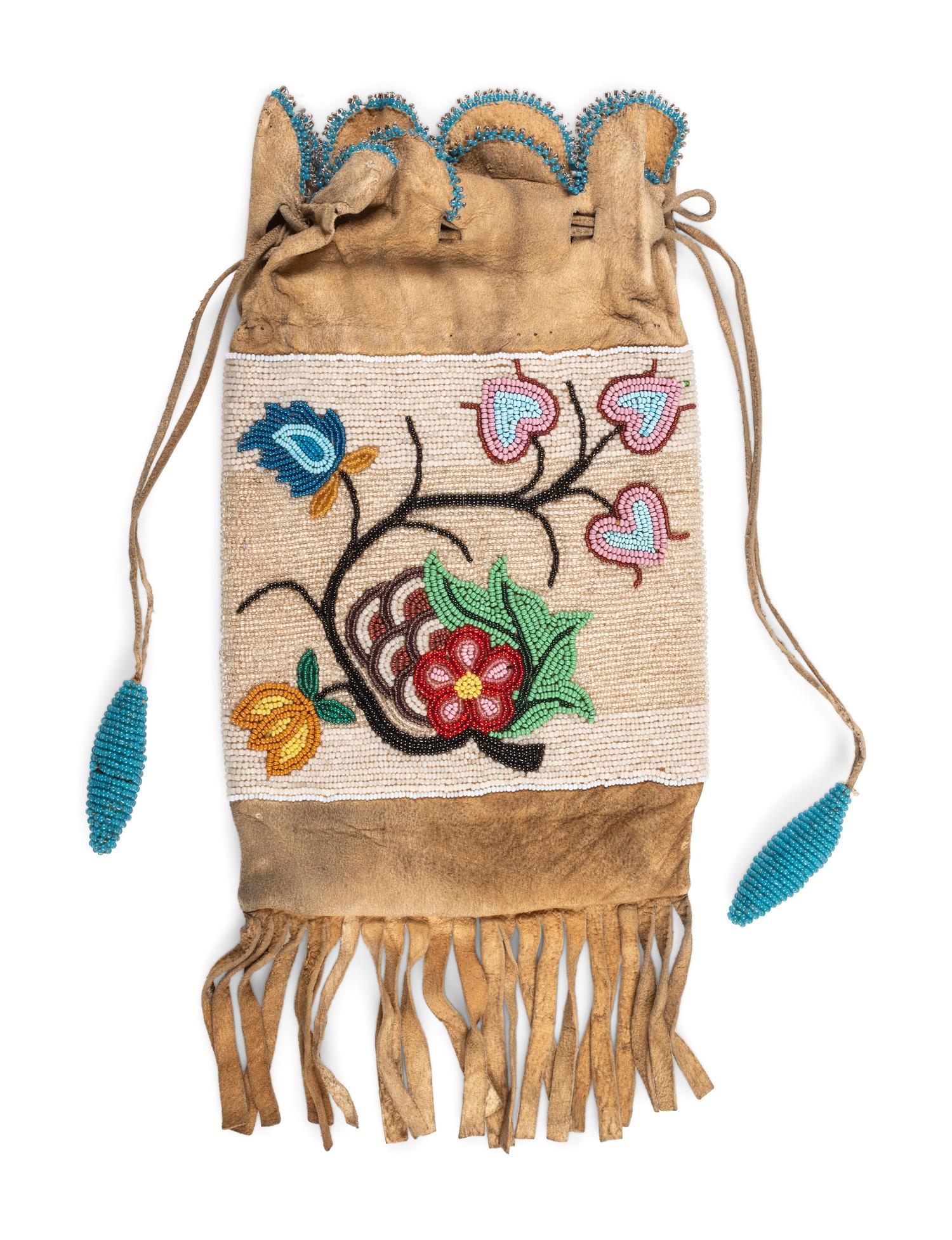 Anishinaabe Beaded Hide Bag
