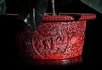 A Pair of Chinese Cinnabar Lacquer Jardinières with Jade and Hardstone Trees