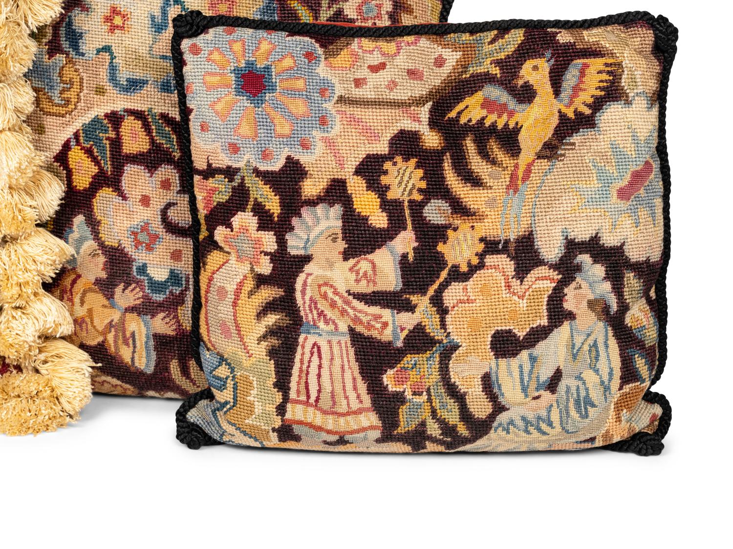 Four Gros Point Needlework Cushions