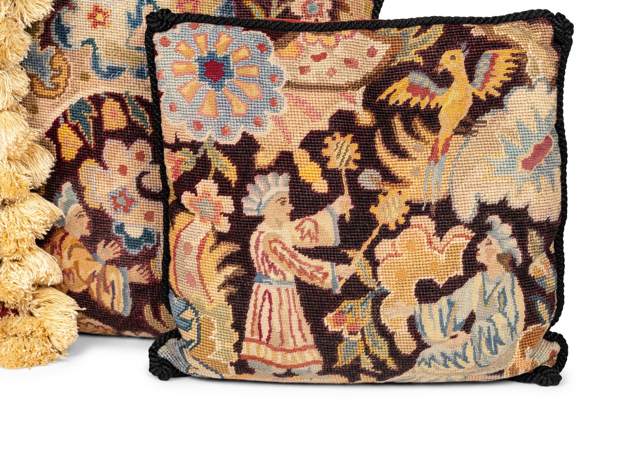 Four Gros Point Needlework Cushions