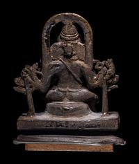 An Indian Bronze Figural Group of Ganesh and an Attendant