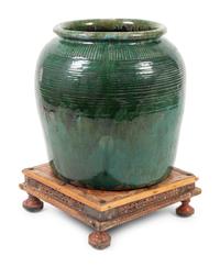 A French Green-Glazed Pottery Jardiniere