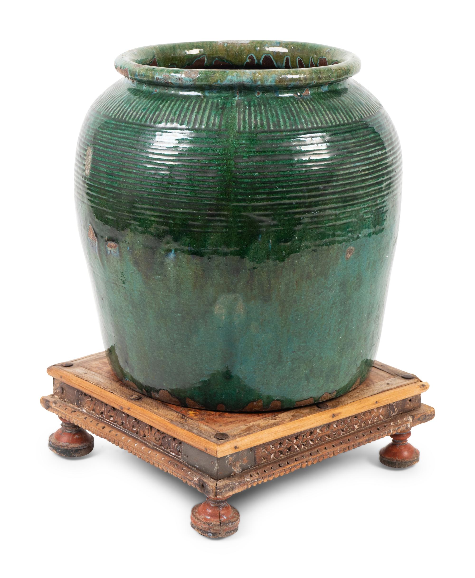 A French Green-Glazed Pottery Jardiniere