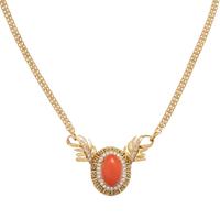 YELLOW GOLD, CORAL AND DIAMOND NECKLACE