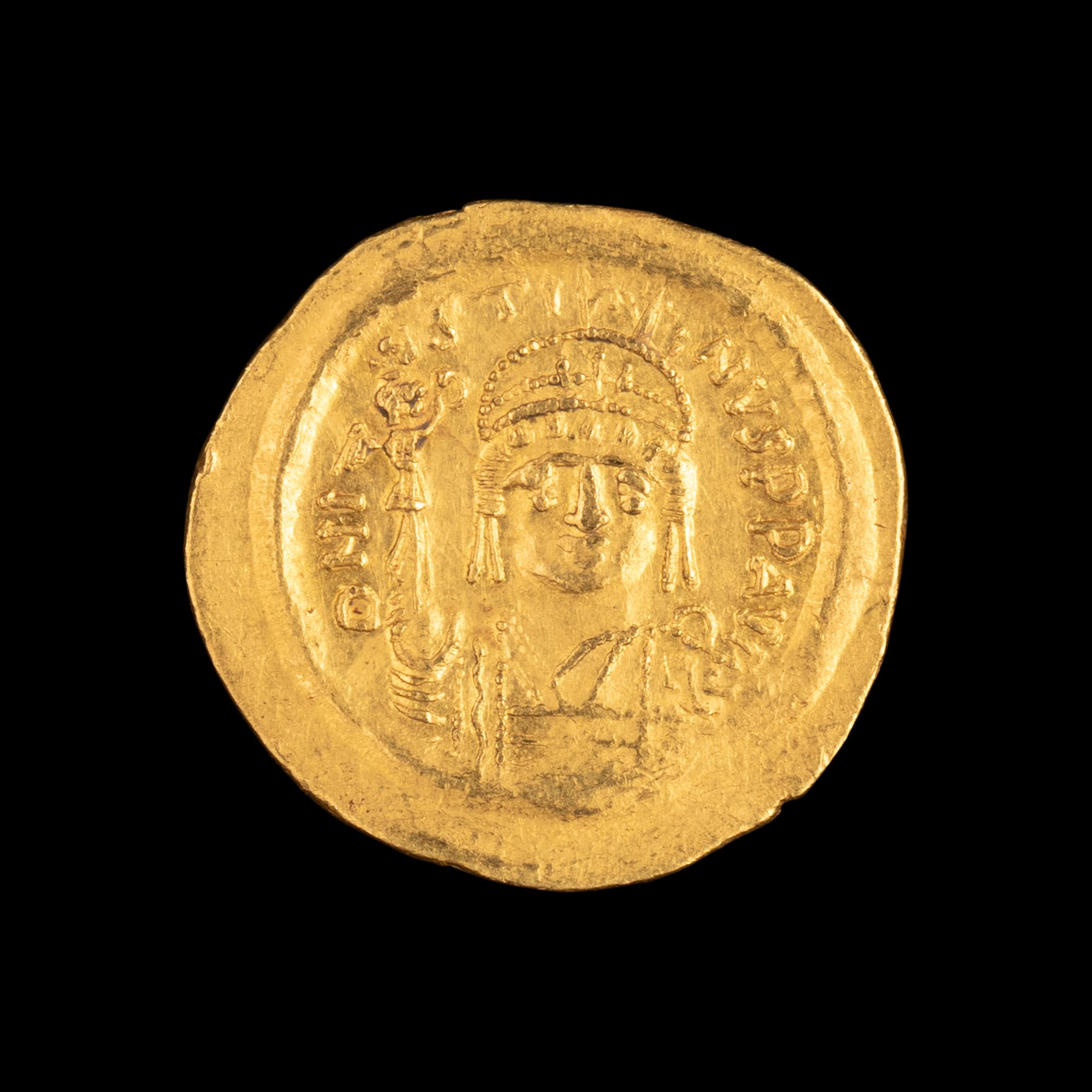 [ANCIENT] BYZANTIUM. Justinian I. Gold Solidus (524-565 CE)