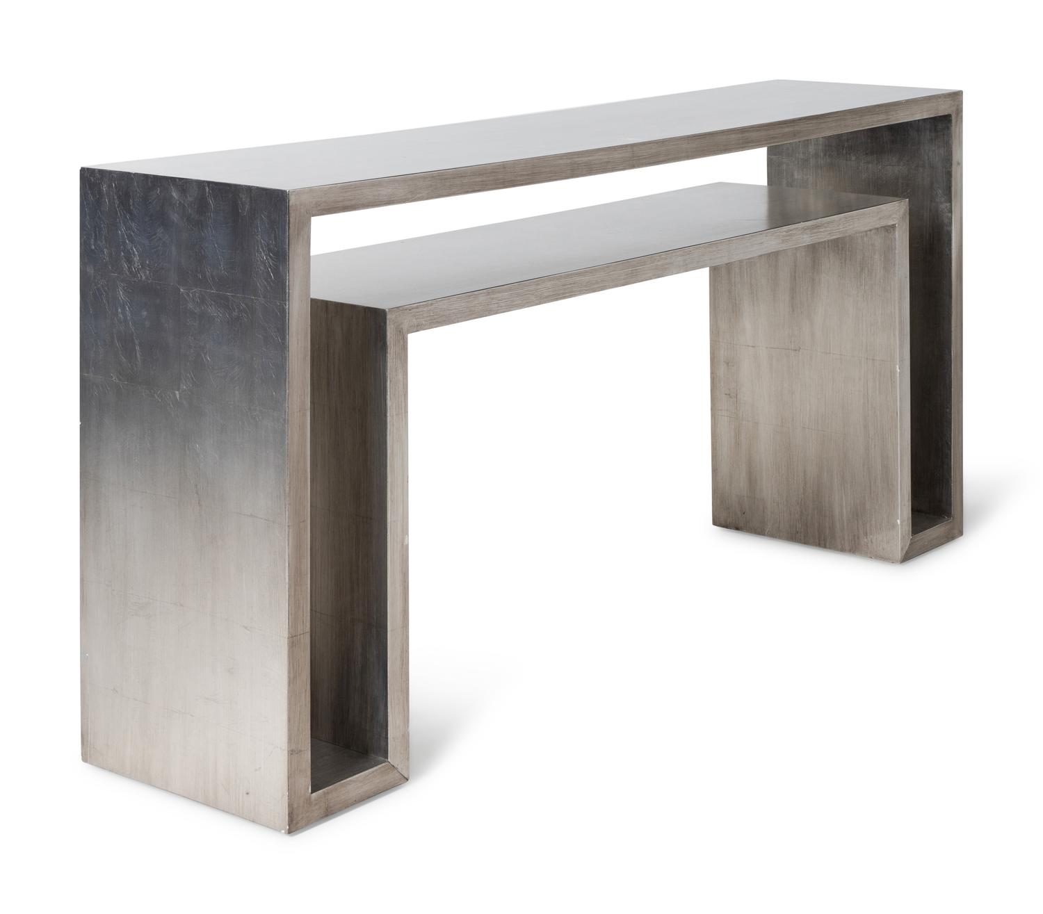 A Contemporary Silvered Wood Console Table