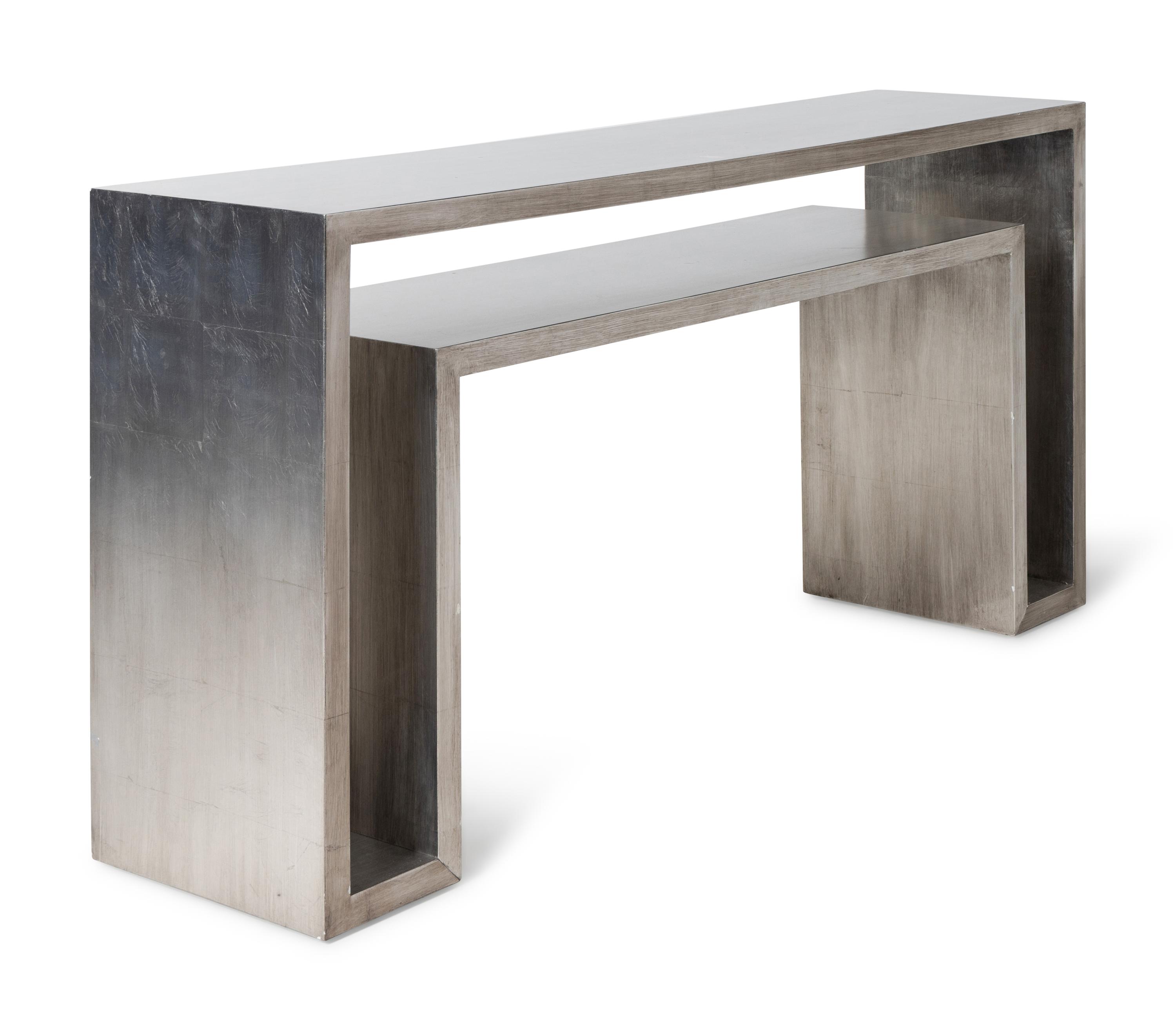 A Contemporary Silvered Wood Console Table