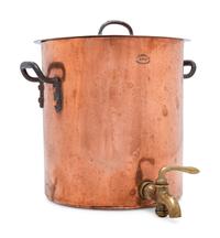 An American Copper Stock Pot with Cover and Faucet