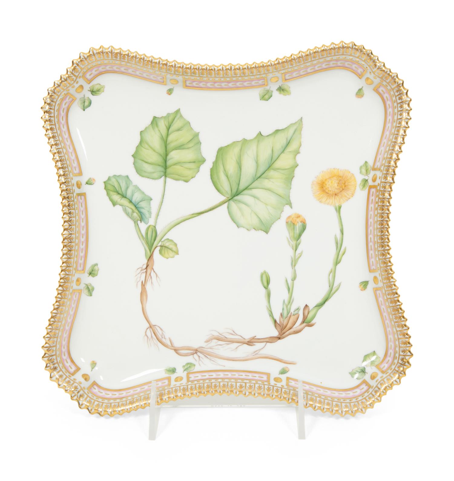 A Royal Copenhagen Flora Danica Porcelain Square Tray