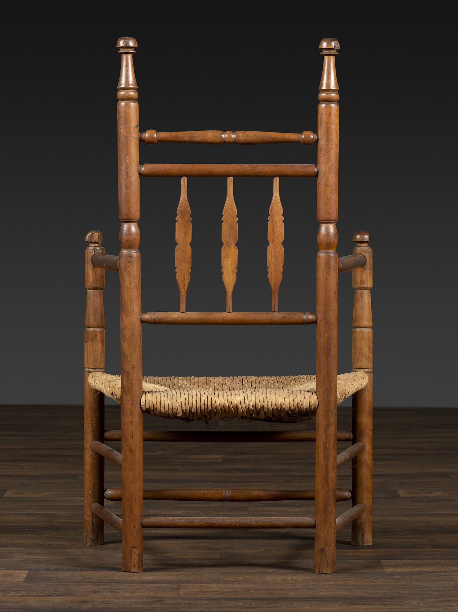 A William and Mary Turned Rush Seat Armchair