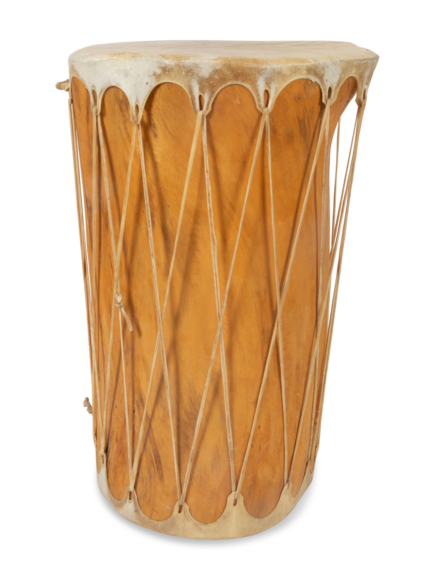 Drum Table with Painted Details, PLUS